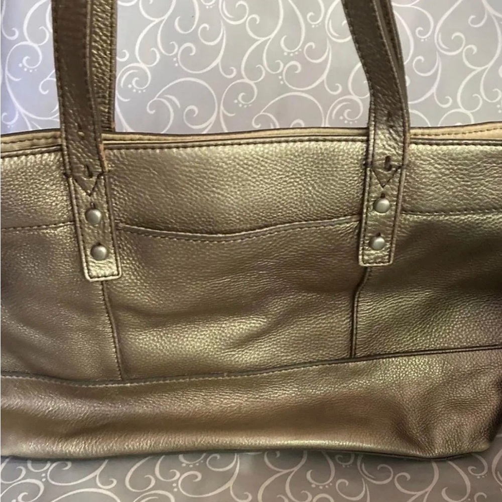 Fossil Metallic Bronze Leather Shoulder Tote